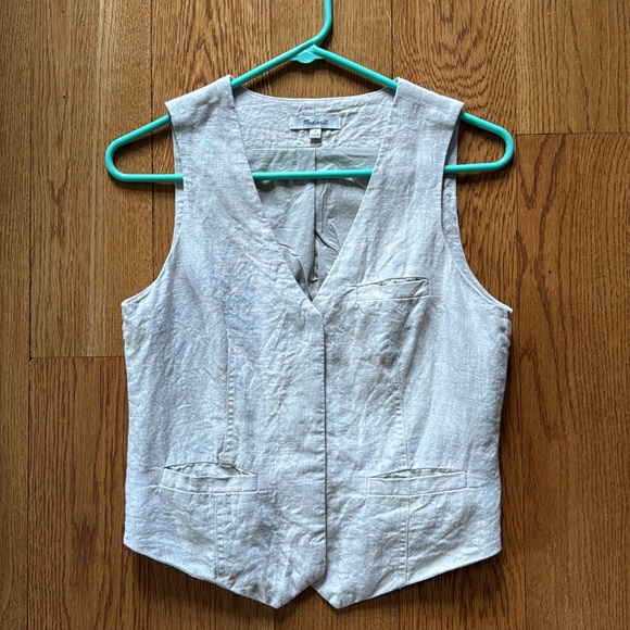 Madewell Single-Breasted Vest in 100% Linen Size 0 - Picture 2 of 4